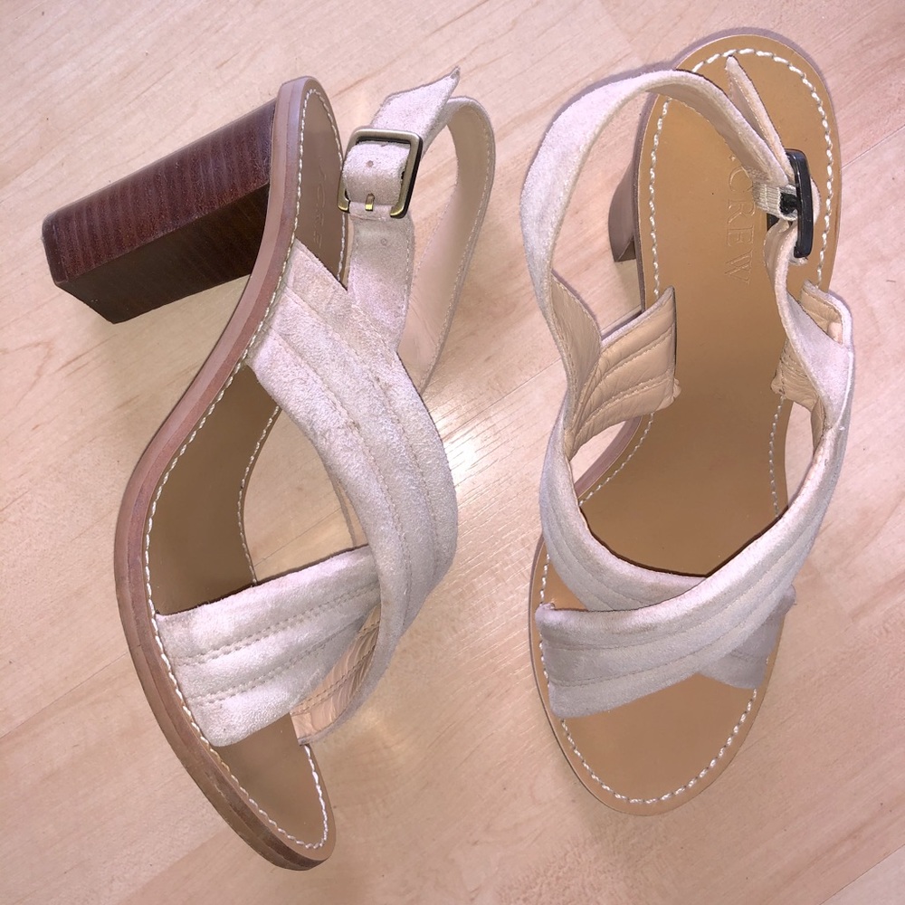 J.Crew Nude Suede Stacked Heel